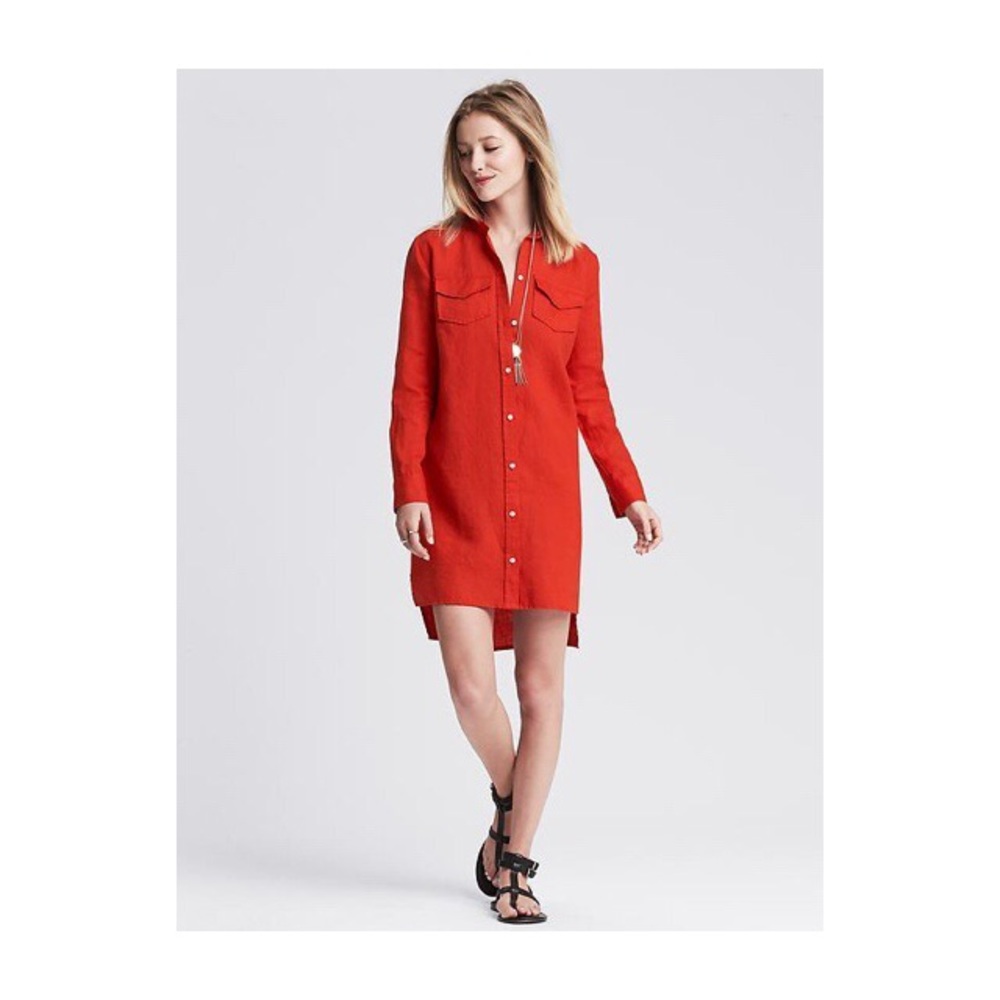 BANANA REPUBLIC PANTONE LINEN SHIRTDRESS SZ 4